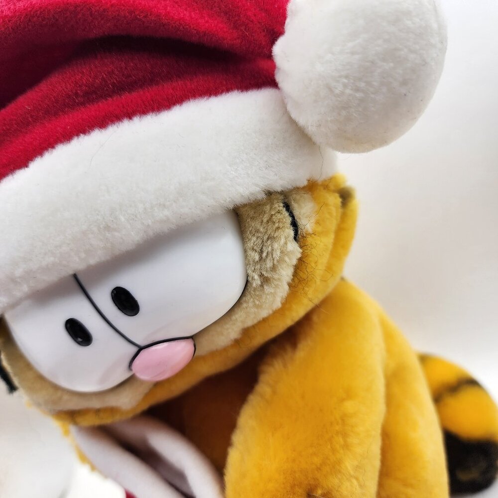 Vtg 1981 Dakin Garfield Santa Cat 8" Plush 'Fill Er Up!' Christmas Stocking Toy - Picture 2 of 15
